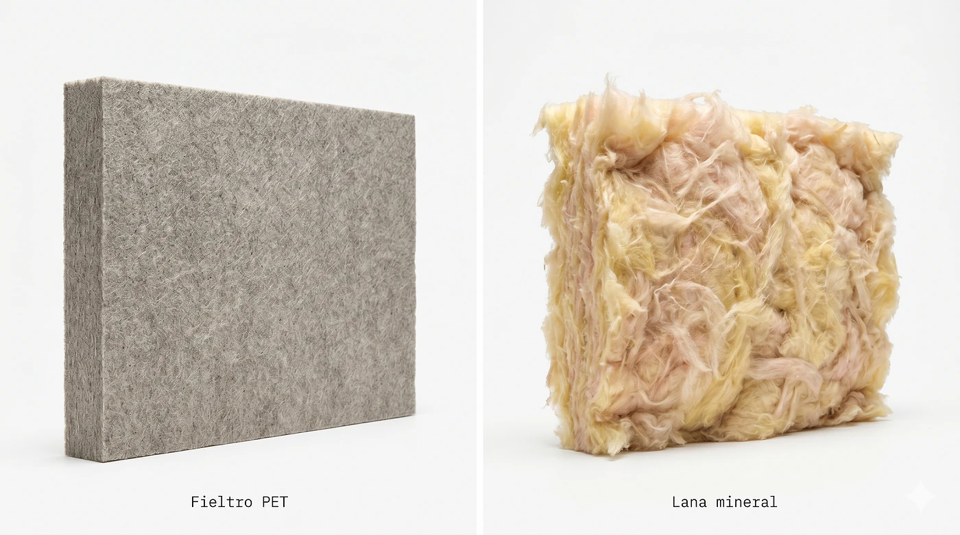 Comparativa fieltro PET vs lana mineral